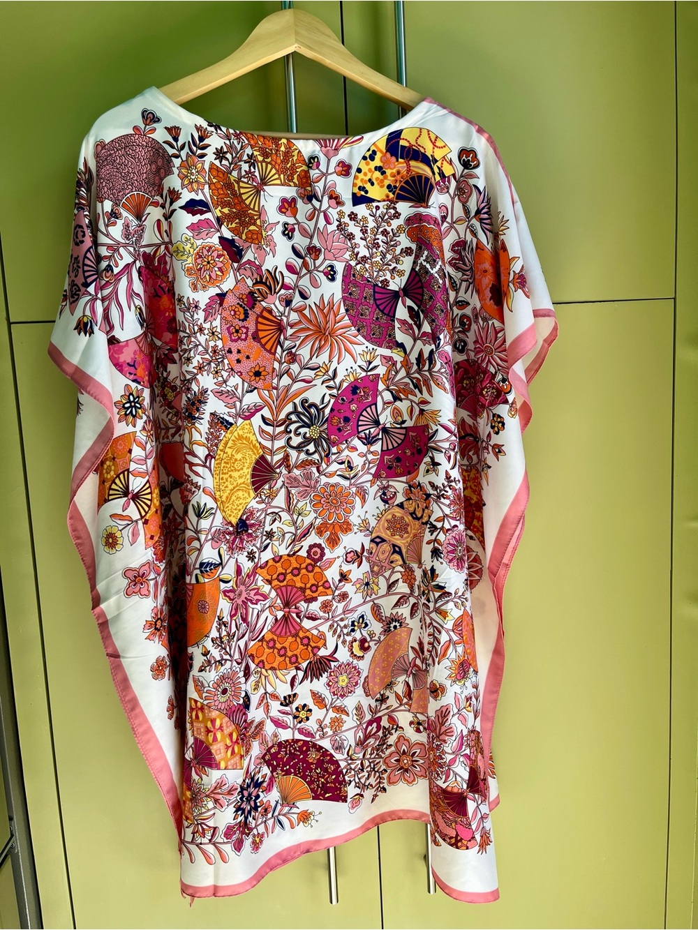 Floral Fan-Print Tunic Dress in Pink & Orange NWOT